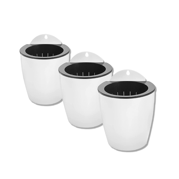 Vertical Garden Planter Pot - White - Medium - 10cm Pot - Set of 3